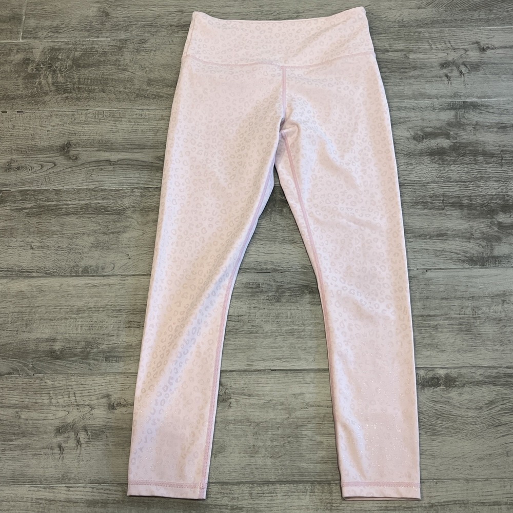 Zyia Active Pink Reflective Leopard Print High Rise Skinny Yoga Leggings Women 4